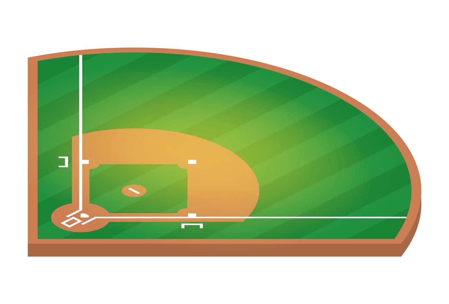 campo de béisbol isométrico. Ilustración plana del diseño del vector del campo de béisbol.