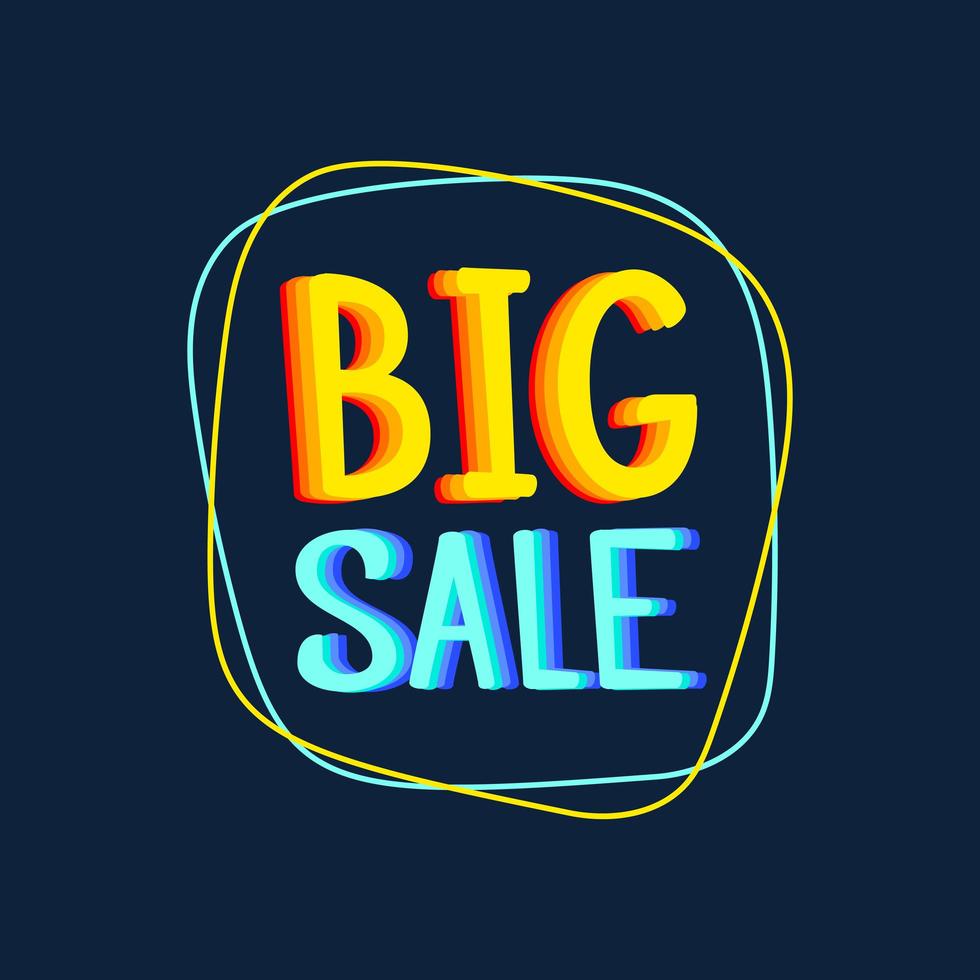 Big sale special offer banner vector illustration. Bright creative design. Happy and funny style. Can be use for kids product discount.