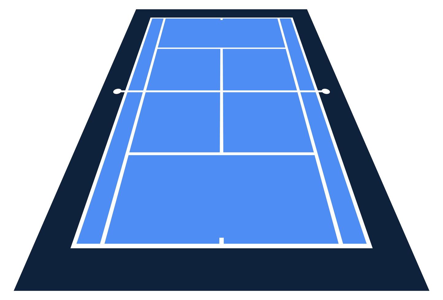 Perspective View Vector Illustration of Tennis Court From the Front Top View.