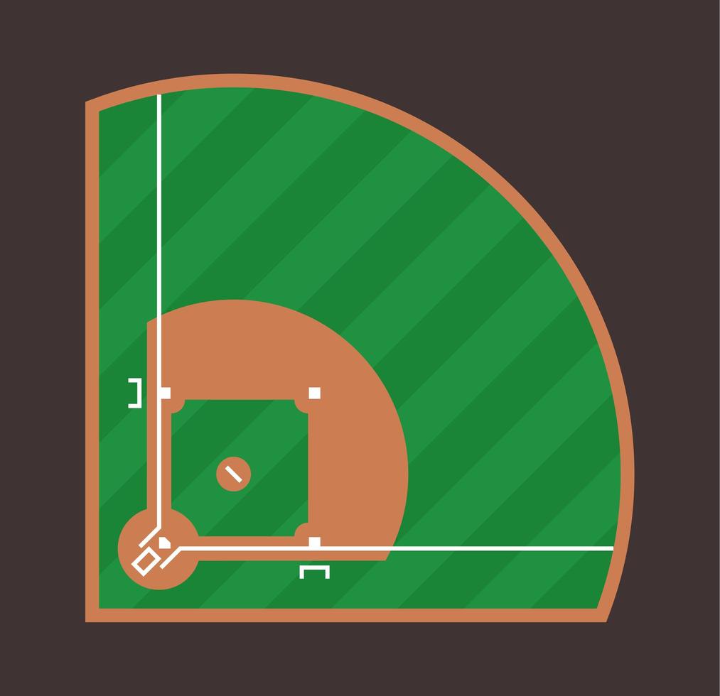 Baseball field icon. Flat illustration of baseball field vector design. Top view