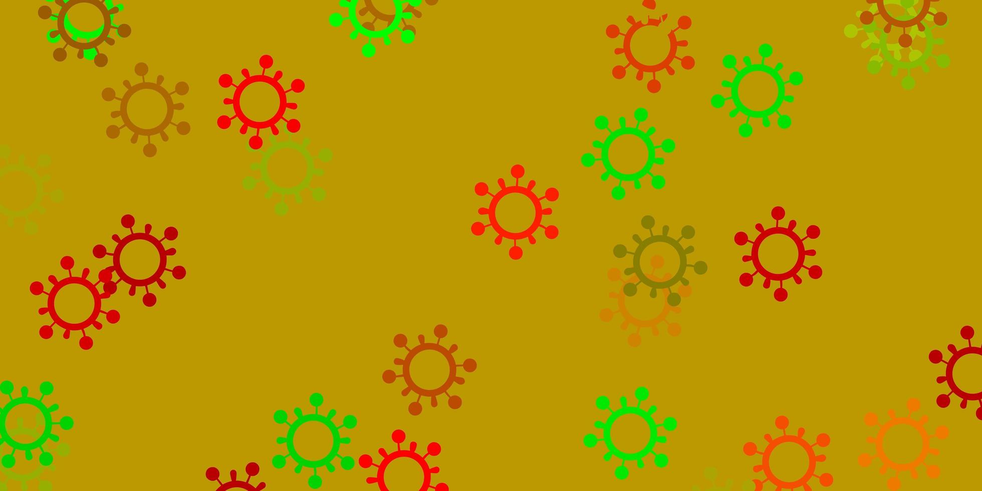 Light green, red vector pattern with coronavirus elements.