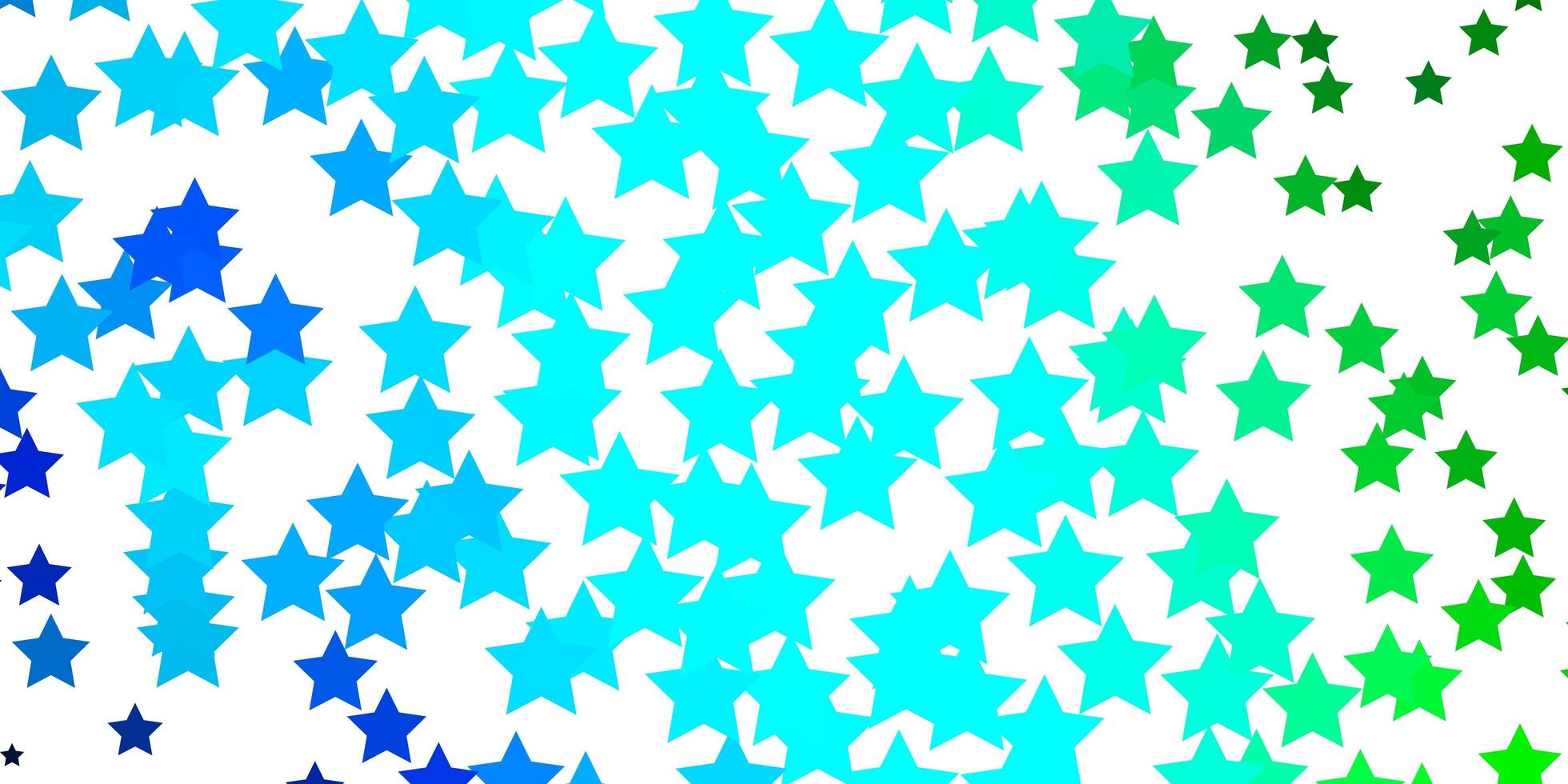 Light Blue, Green vector background with small and big stars.