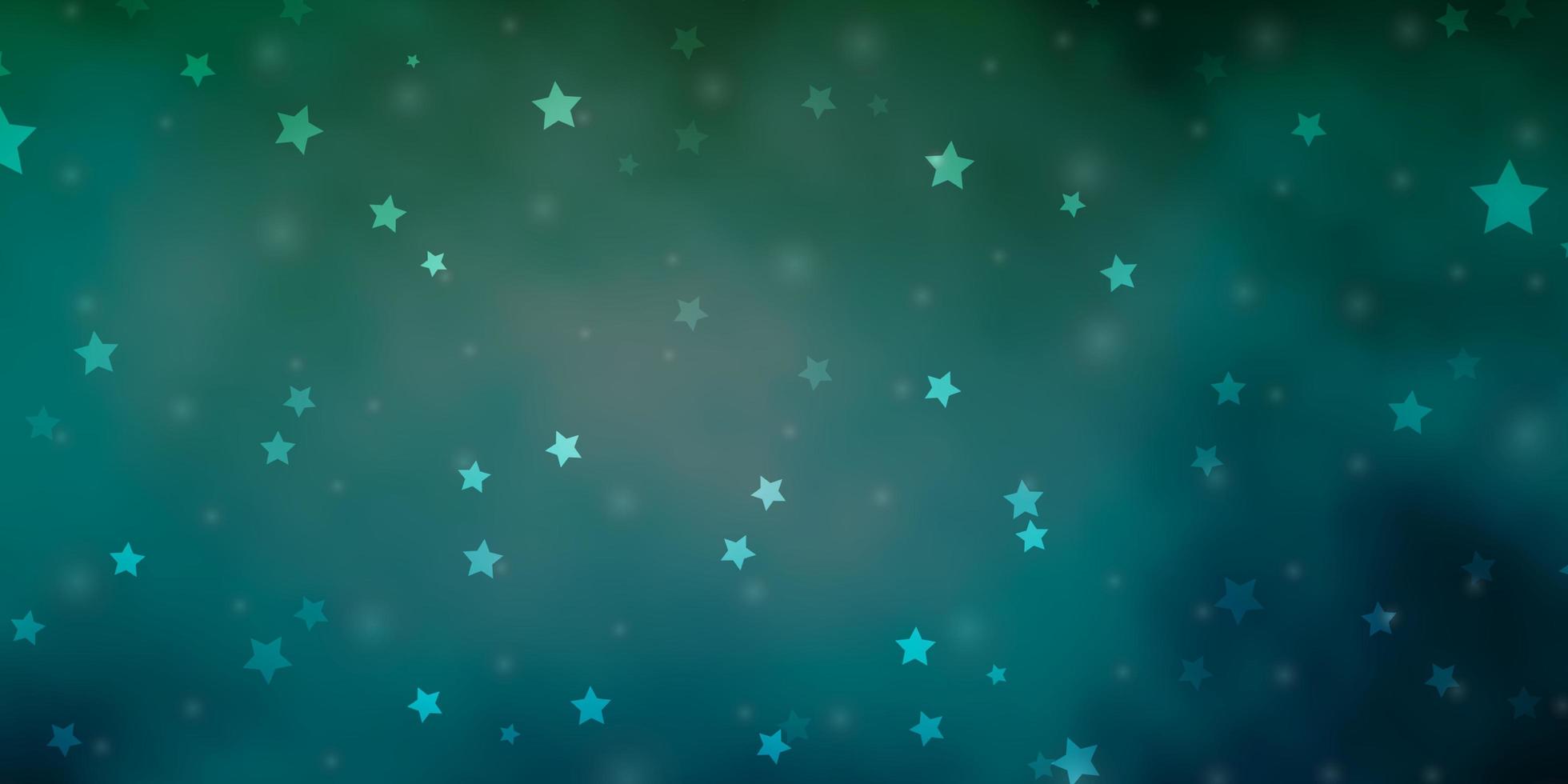 patrón de vector azul claro, verde con estrellas abstractas.