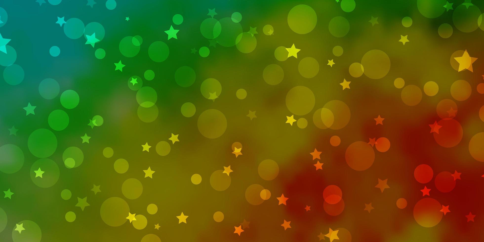 Light Blue, Green vector background with circles, stars.