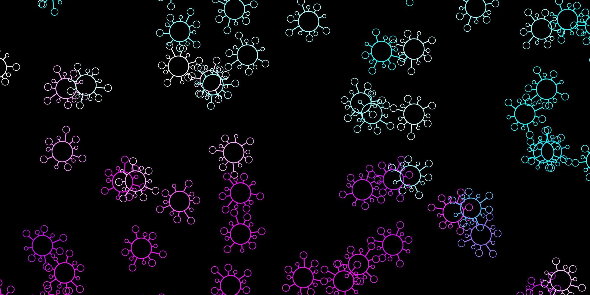 Dark pink, blue vector backdrop with virus symbols