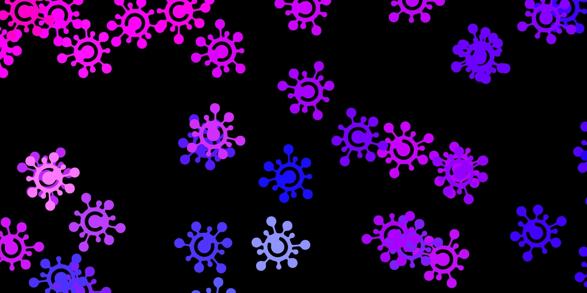 Dark pink, blue vector pattern with coronavirus elements.