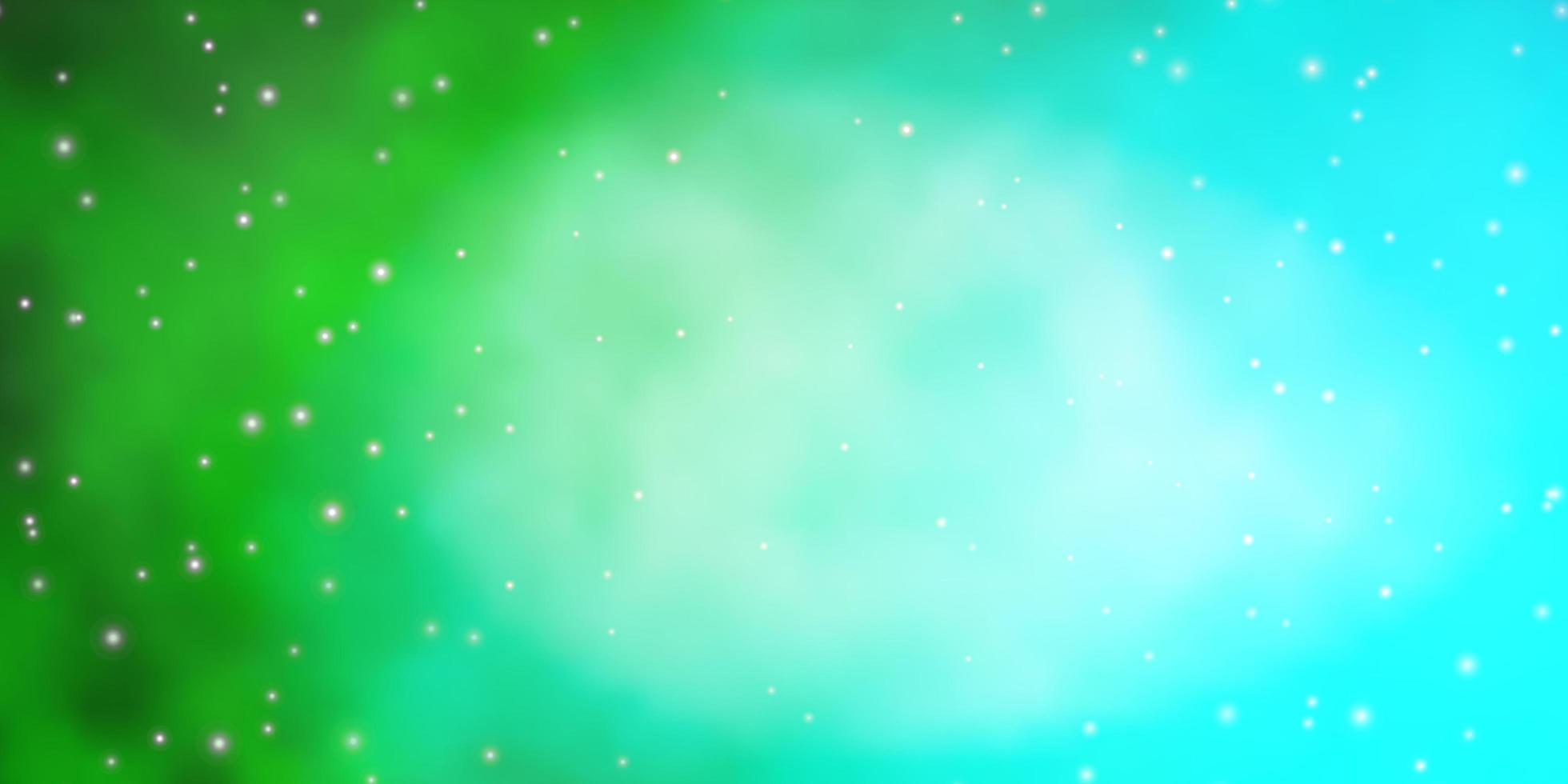 Light Blue, Green vector background with small and big stars.