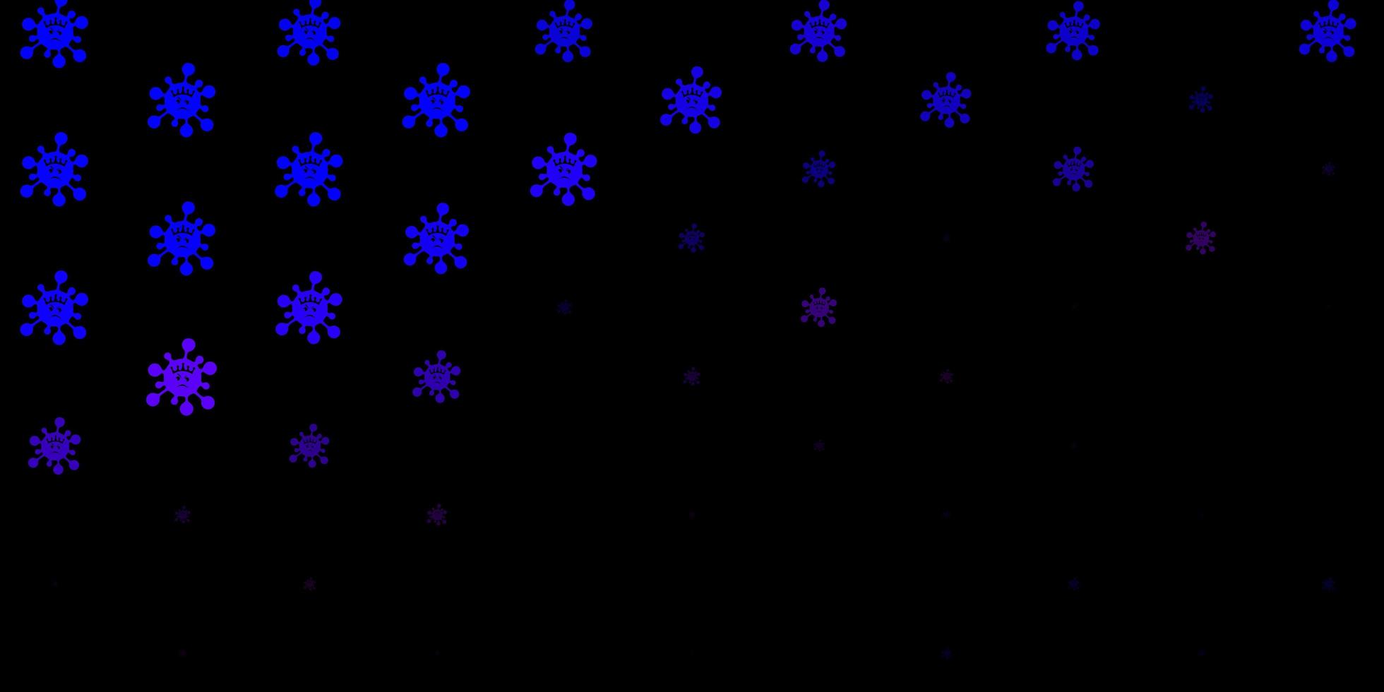 Dark pink, blue vector pattern with coronavirus elements.