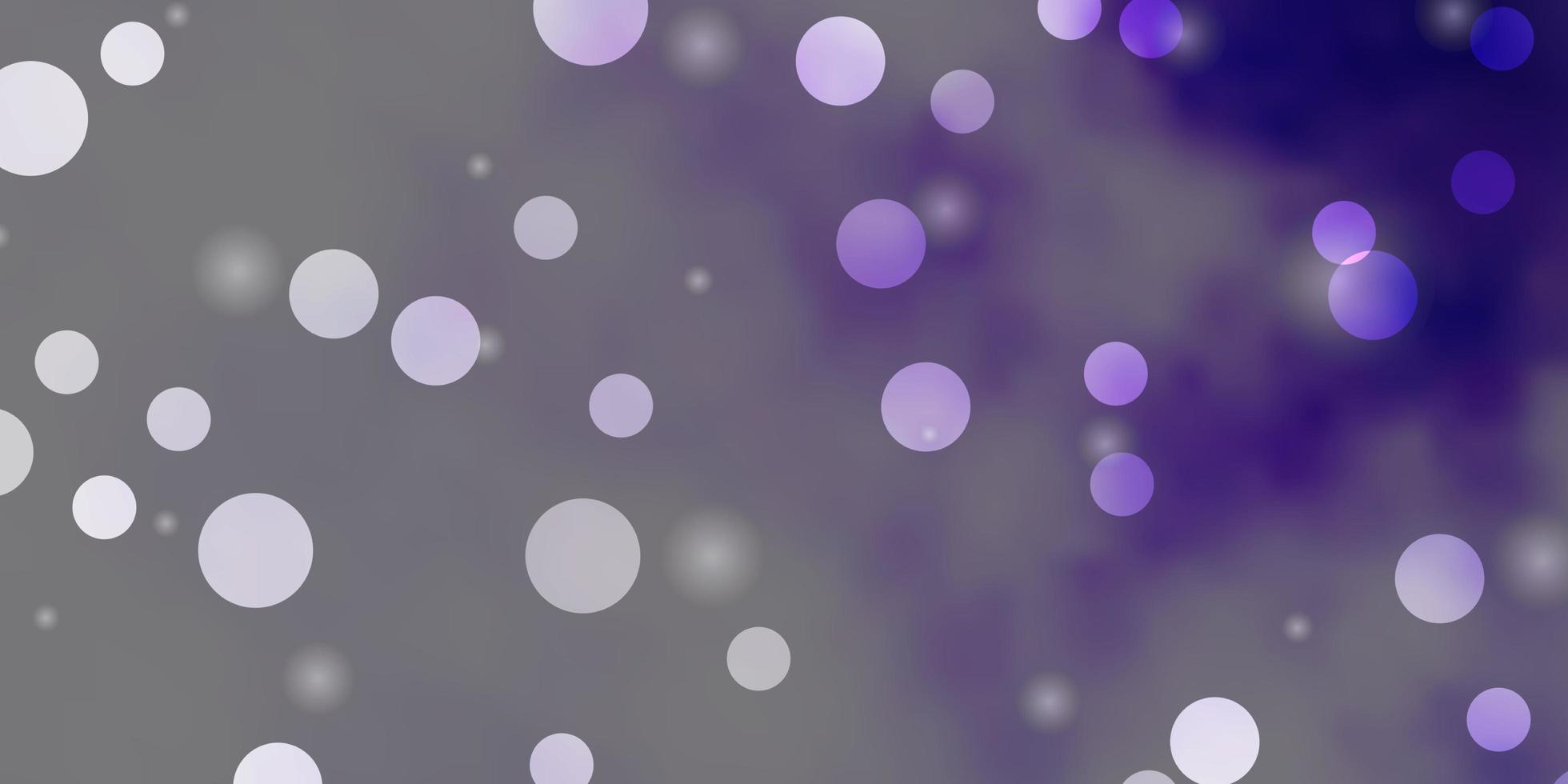 Fondo de vector púrpura claro con círculos, estrellas.