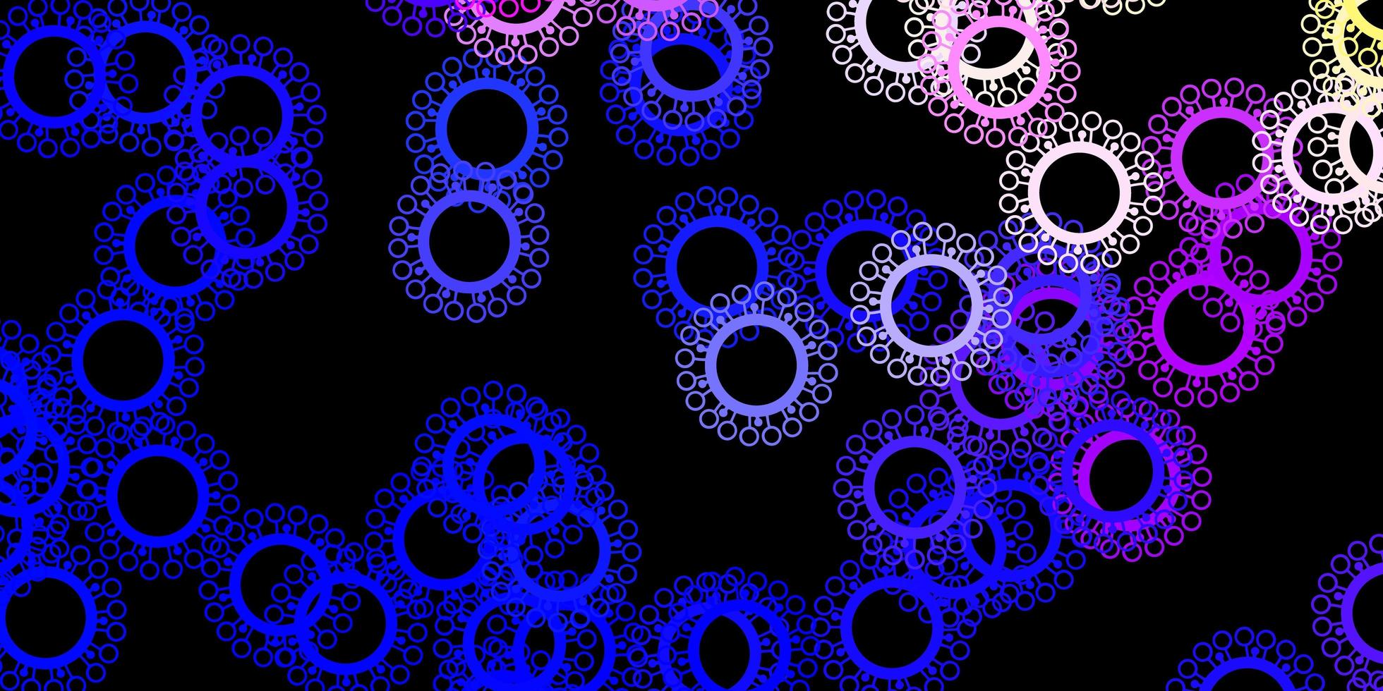 Dark pink, blue vector texture with disease symbols.