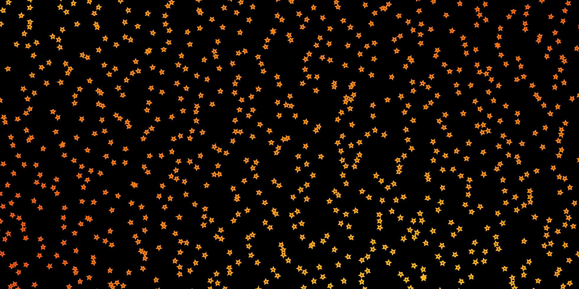 Dark Orange vector background with small and big stars.