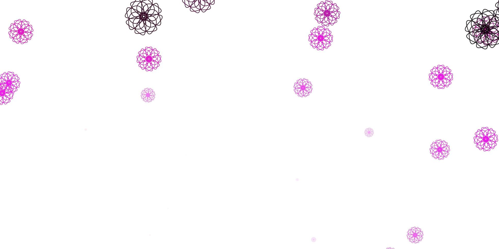 Light Pink vector doodle pattern with flowers.