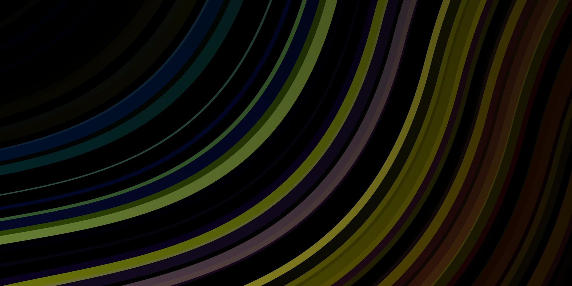 Fondo de vector multicolor oscuro con líneas dobladas.