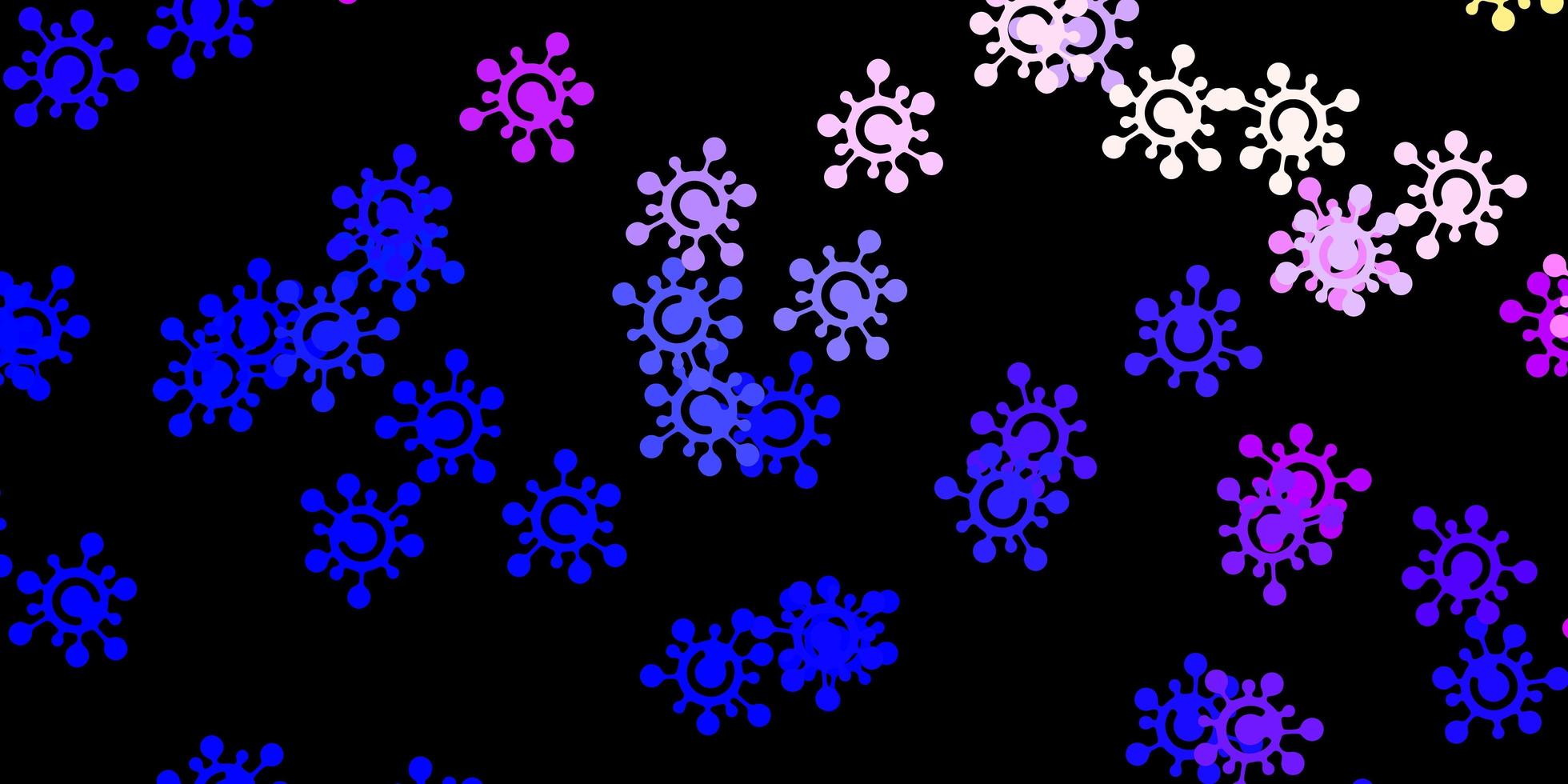 textura de vector de color rosa oscuro, azul con símbolos de enfermedades.
