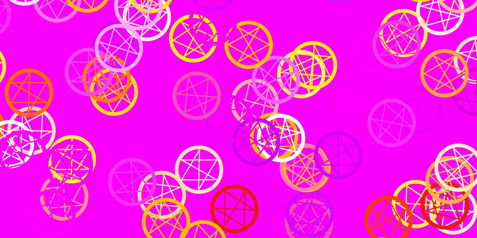 Light Pink, Yellow vector background with occult symbols.