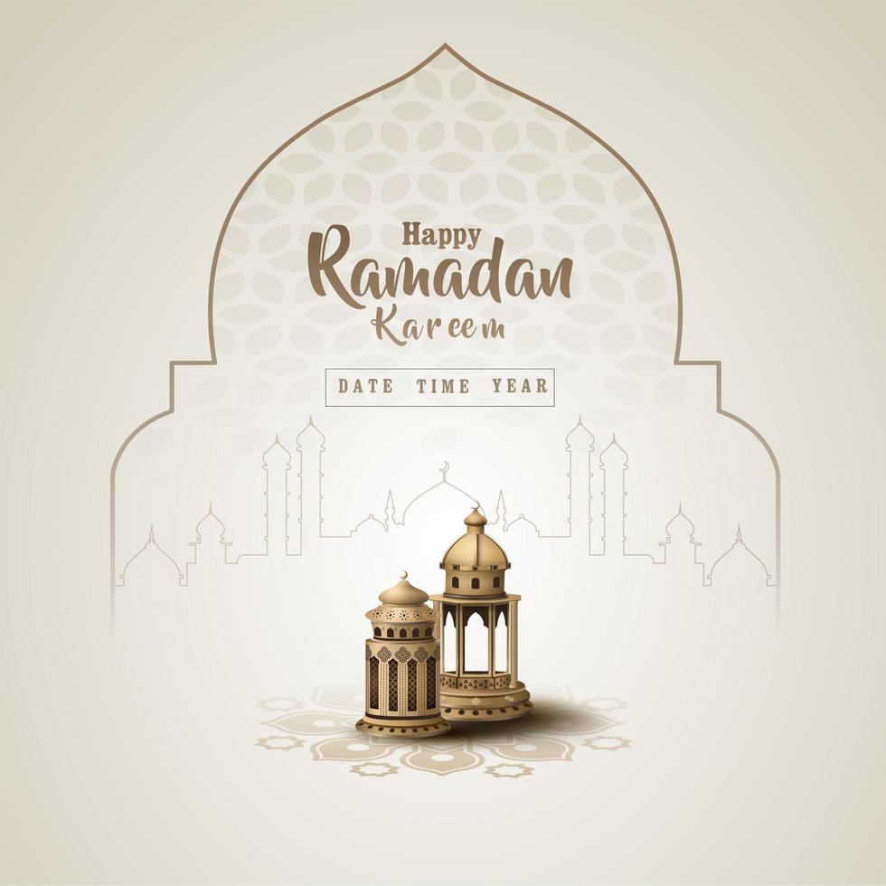 saludo islámico ramadan kareem diseño de tarjeta de fondo vector