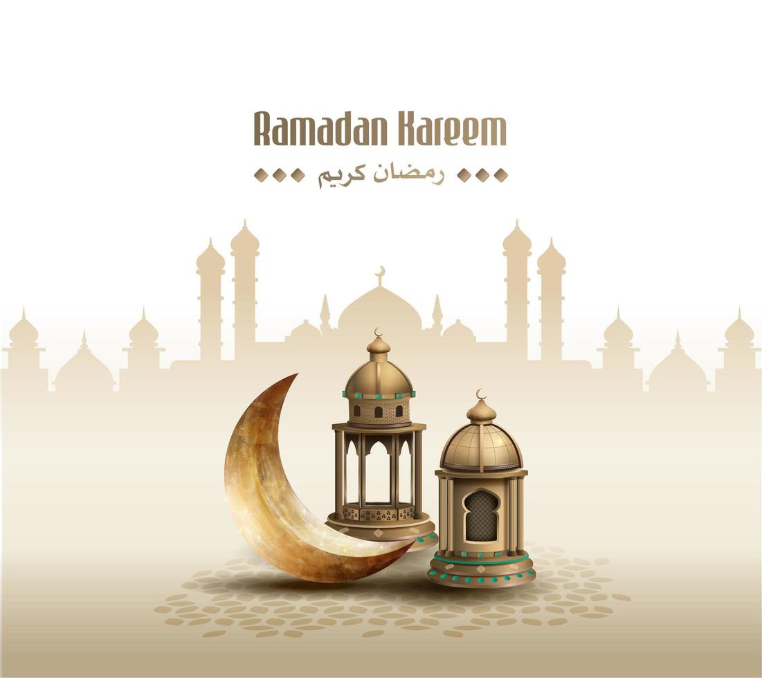 islamic greetings ramadan kareem card design background vector