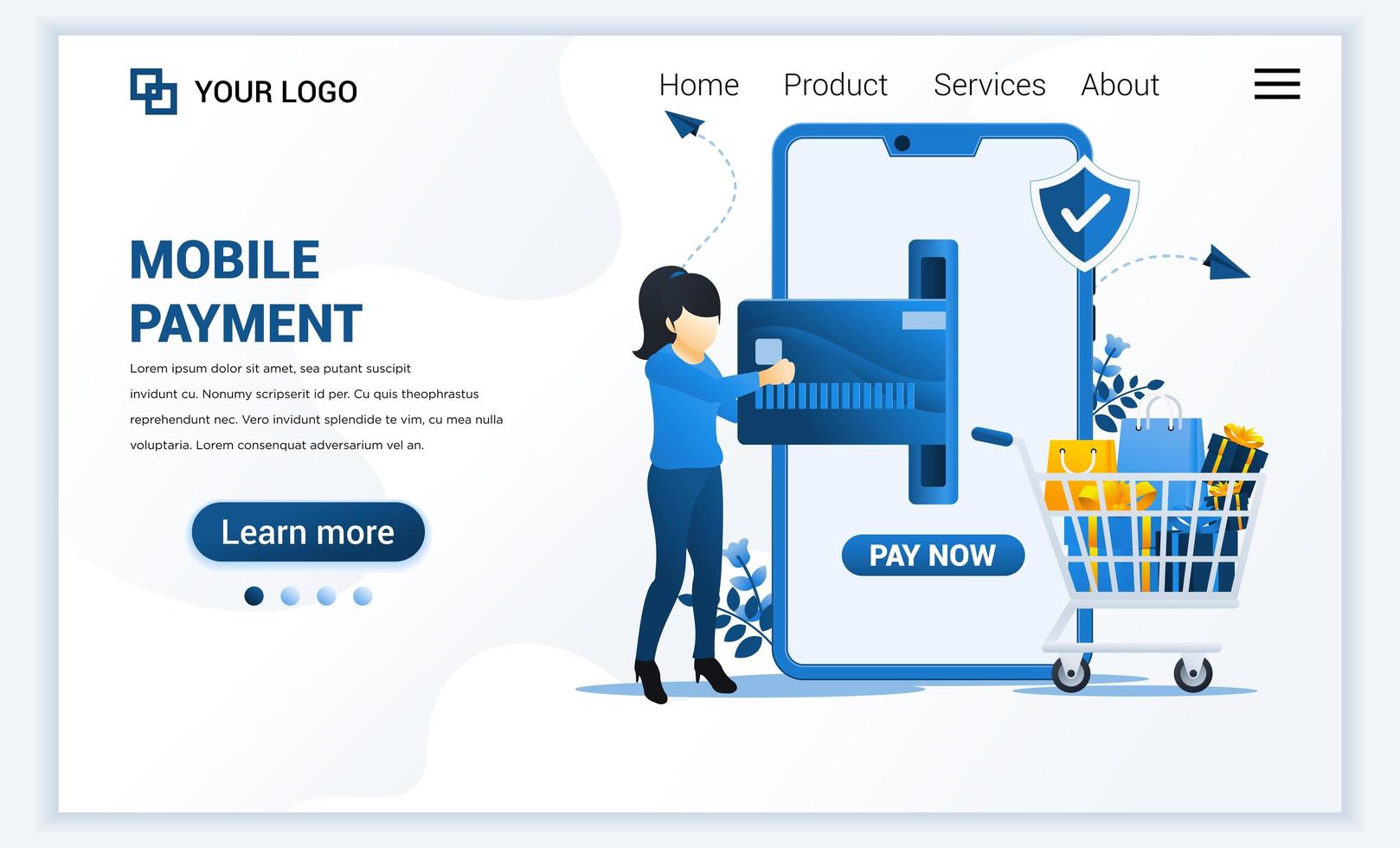 Vector illustration of Mobile payment or money transfer concept with A woman making payment transaction. Modern flat web landing page template design for website and mobile website. flat cartoon style