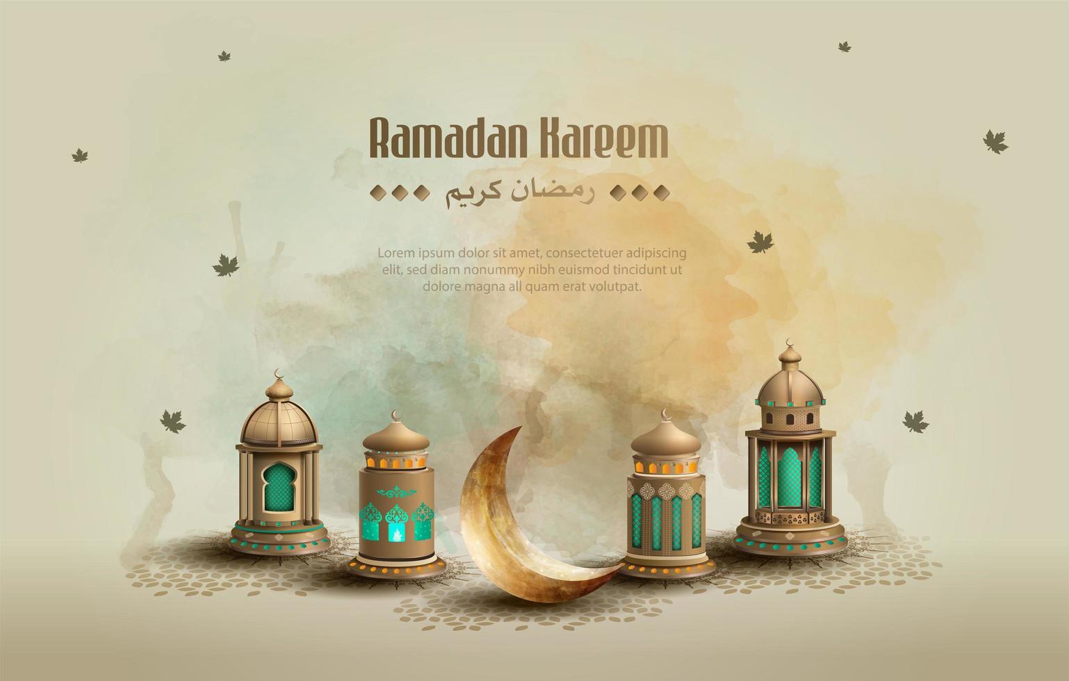 islamic greetings ramadan kareem card design template vector
