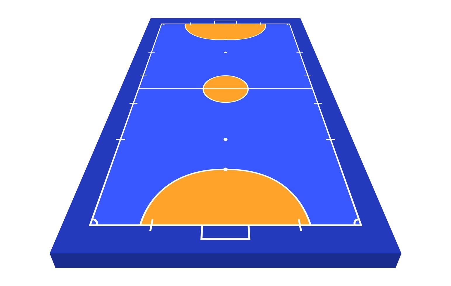 campo de vista en perspectiva para el fútbol sala. contorno naranja de líneas ilustración de vector de campo de fútbol sala.