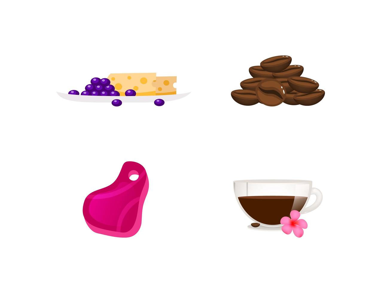 Food flat vector objects set