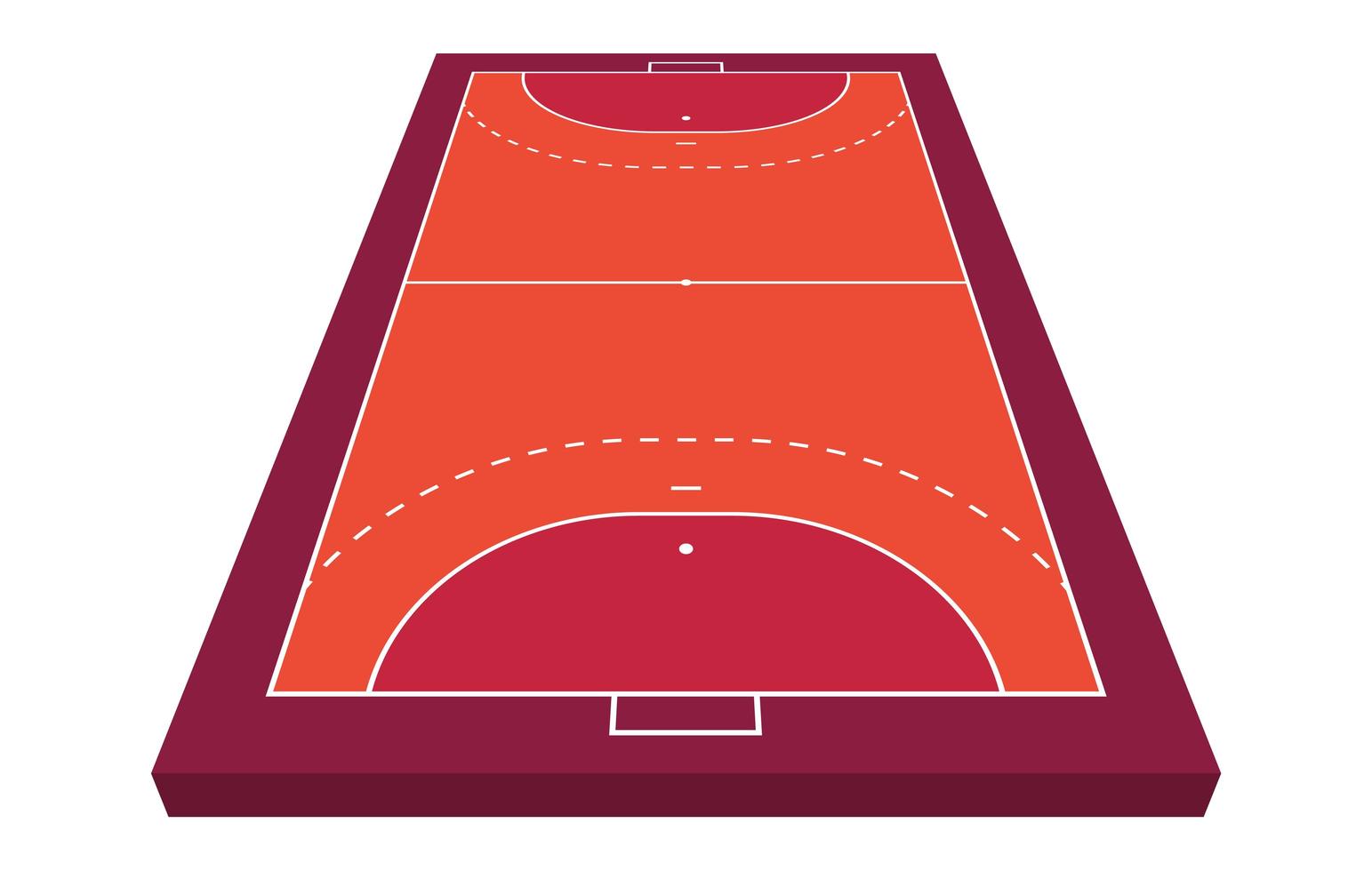 Perspective view Field for handball. Orange Outline of lines handball field Vector illustration.