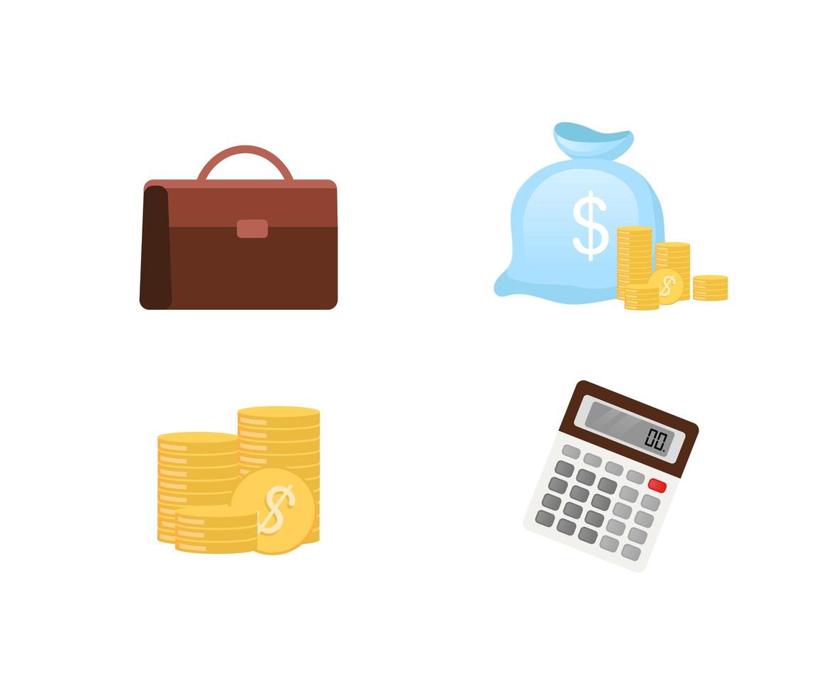 Business flat vector objects set