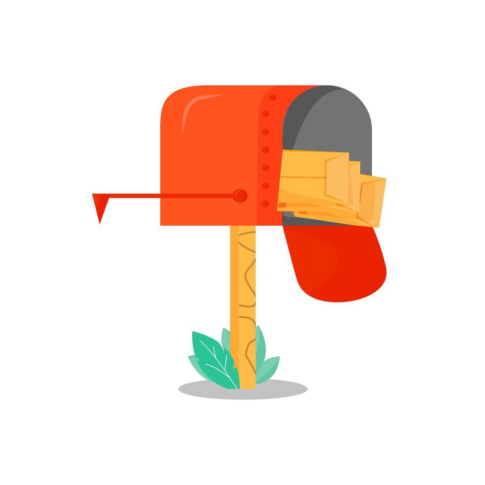 Red mail box flat vector object