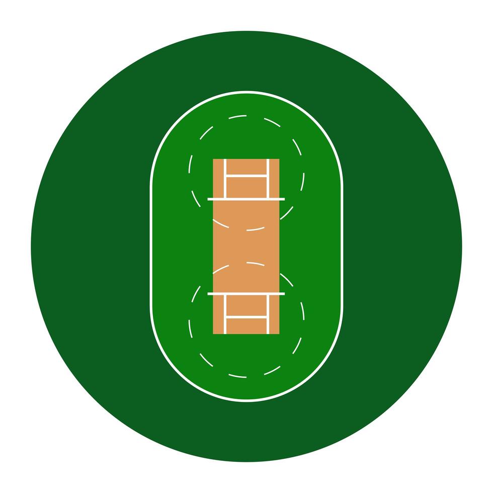 Cricket Field. Simple symbol and background. Vector Illustration isolated on a white background.