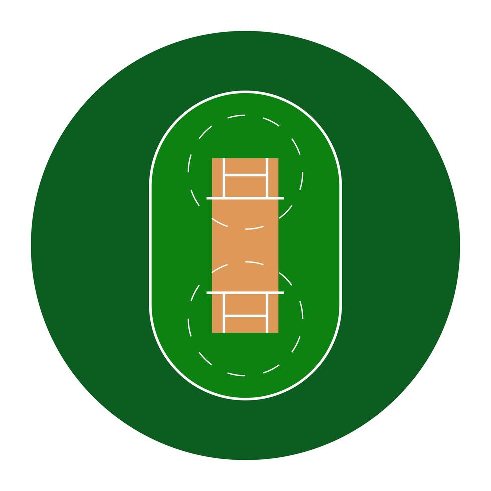 Cricket Field. Simple symbol and background. Vector Illustration isolated on a white background.