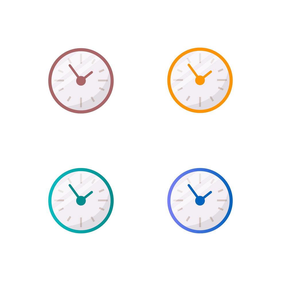 Colorful clocks flat object set vector