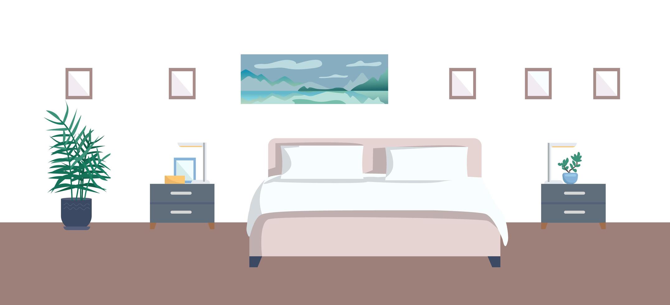 Empty bedroom flat illustration vector