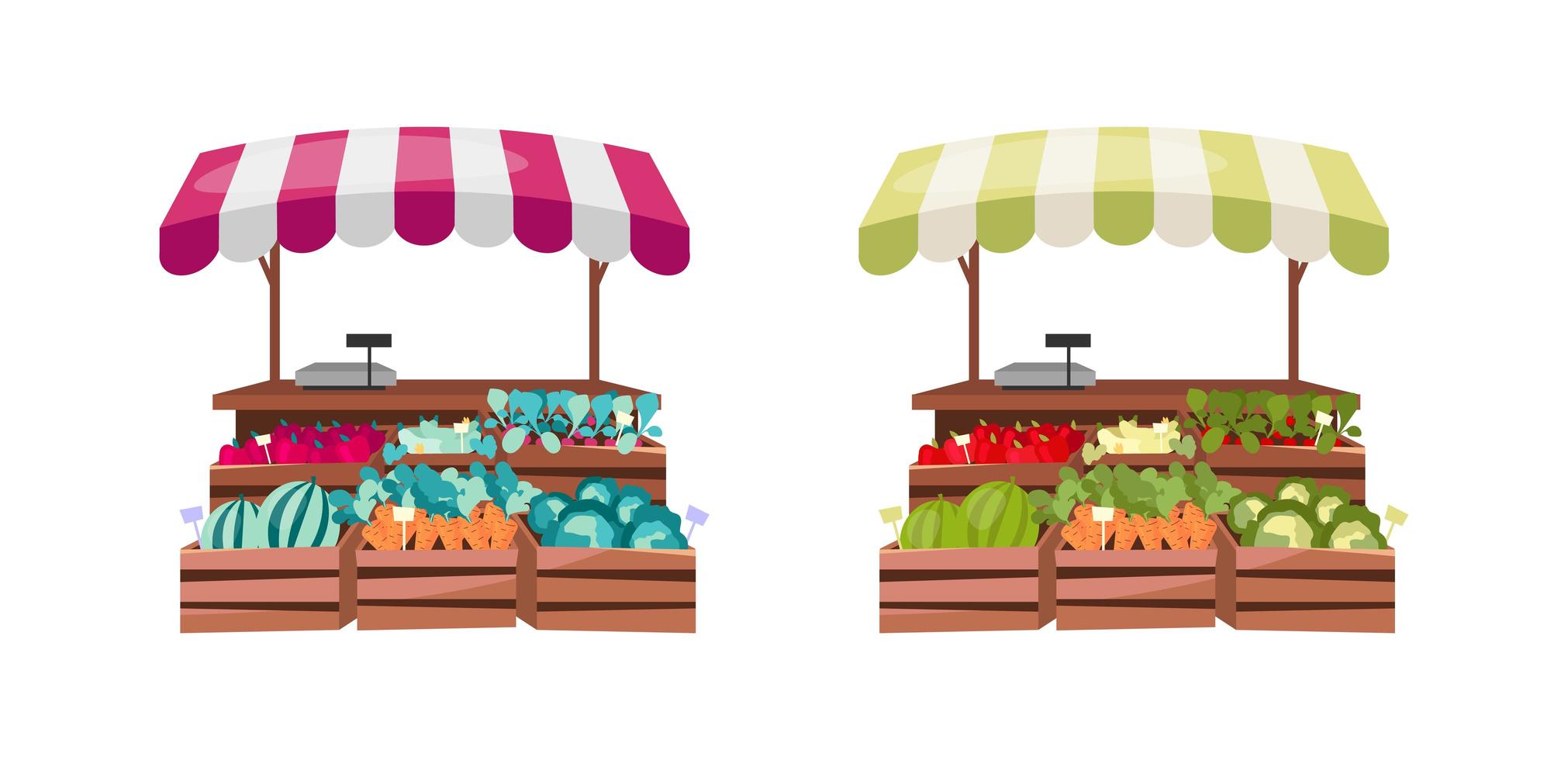 Organic food counter objects set vector