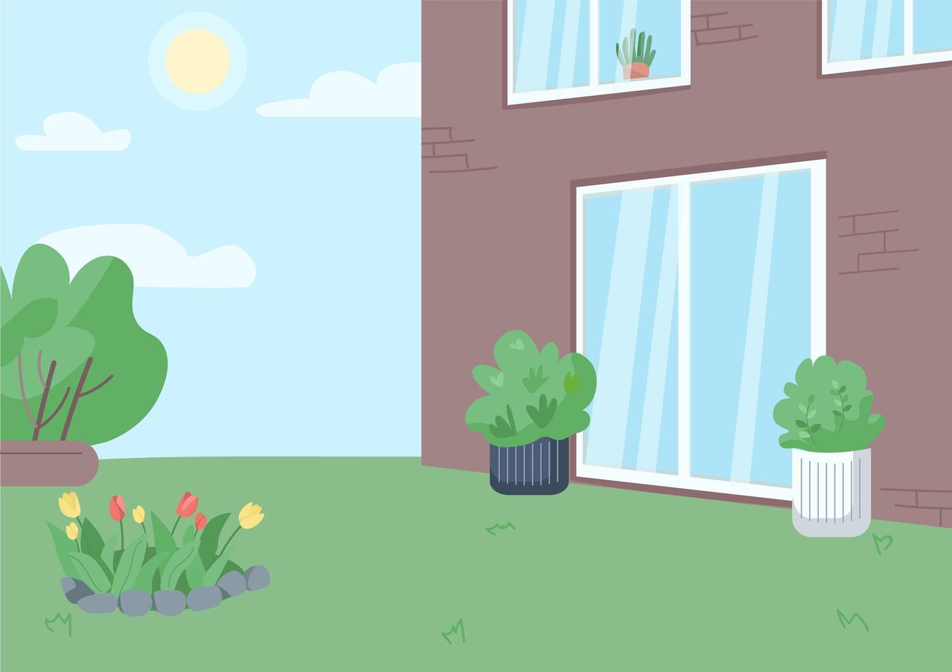 Empty backyard flat illustration vector