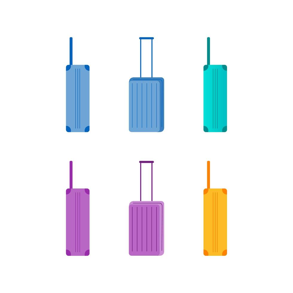 Colorful suitcases flat object set vector