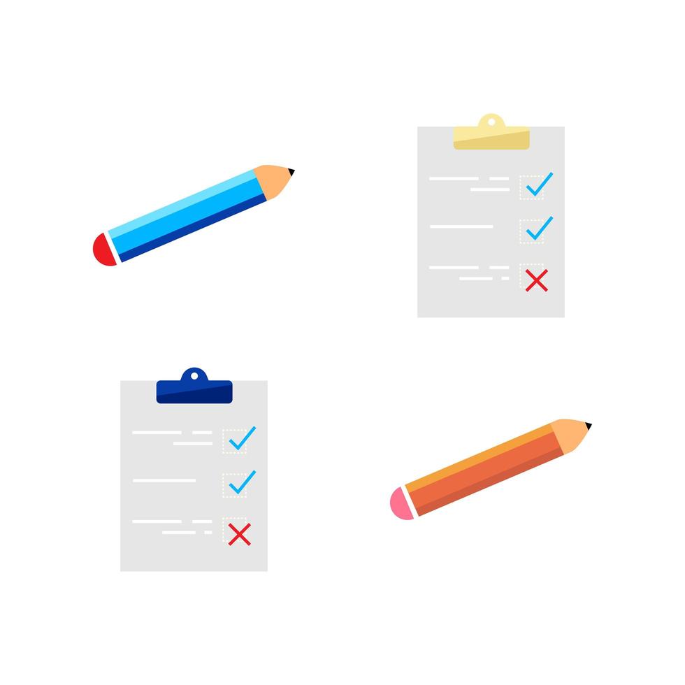 Checklist and pencil objects set vector