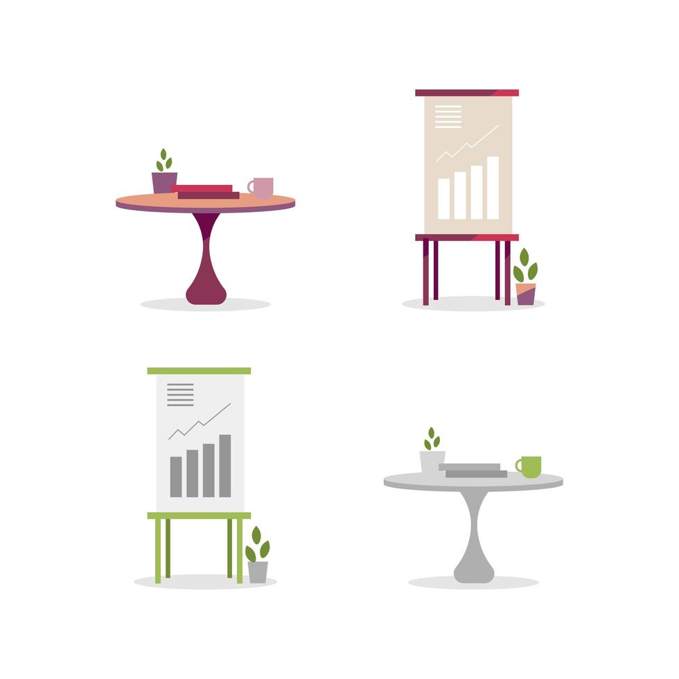 Statistics boards and tables objects vector