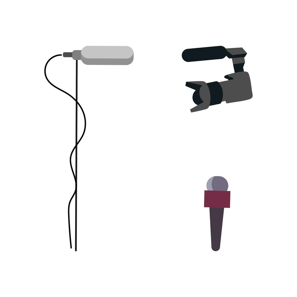 Journalist equipment objects set vector