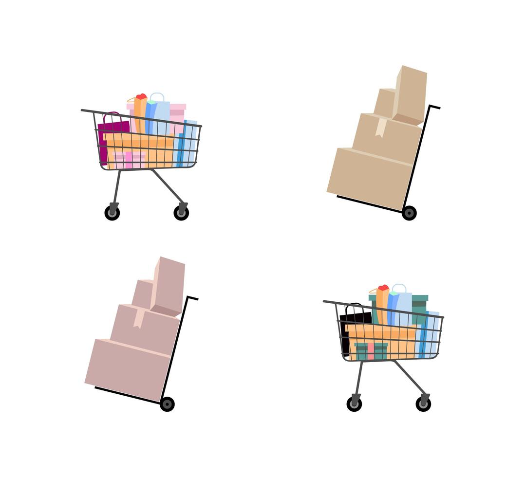 Hand truck and supermarket trolley vector