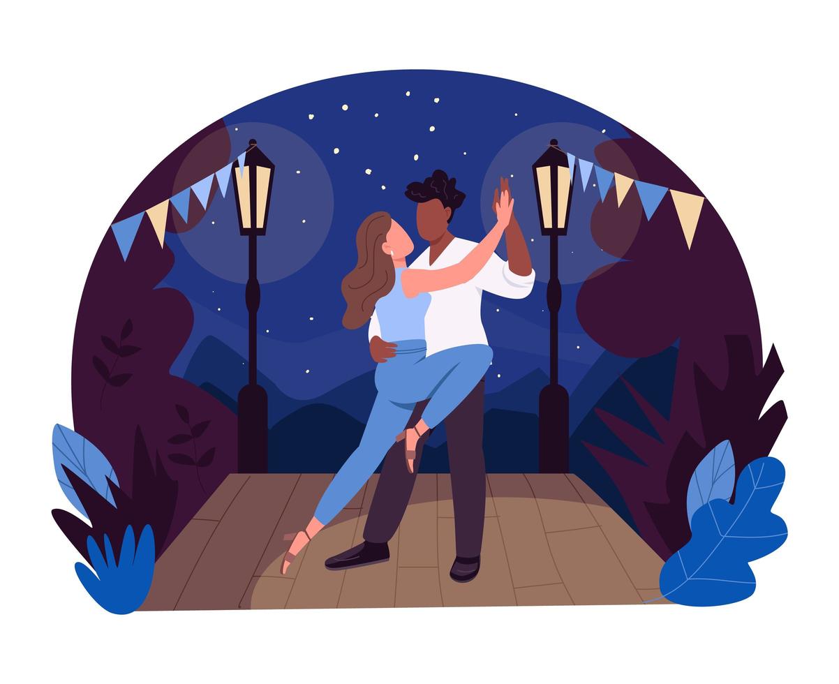 Romantic dance 2D vector web banner, poster