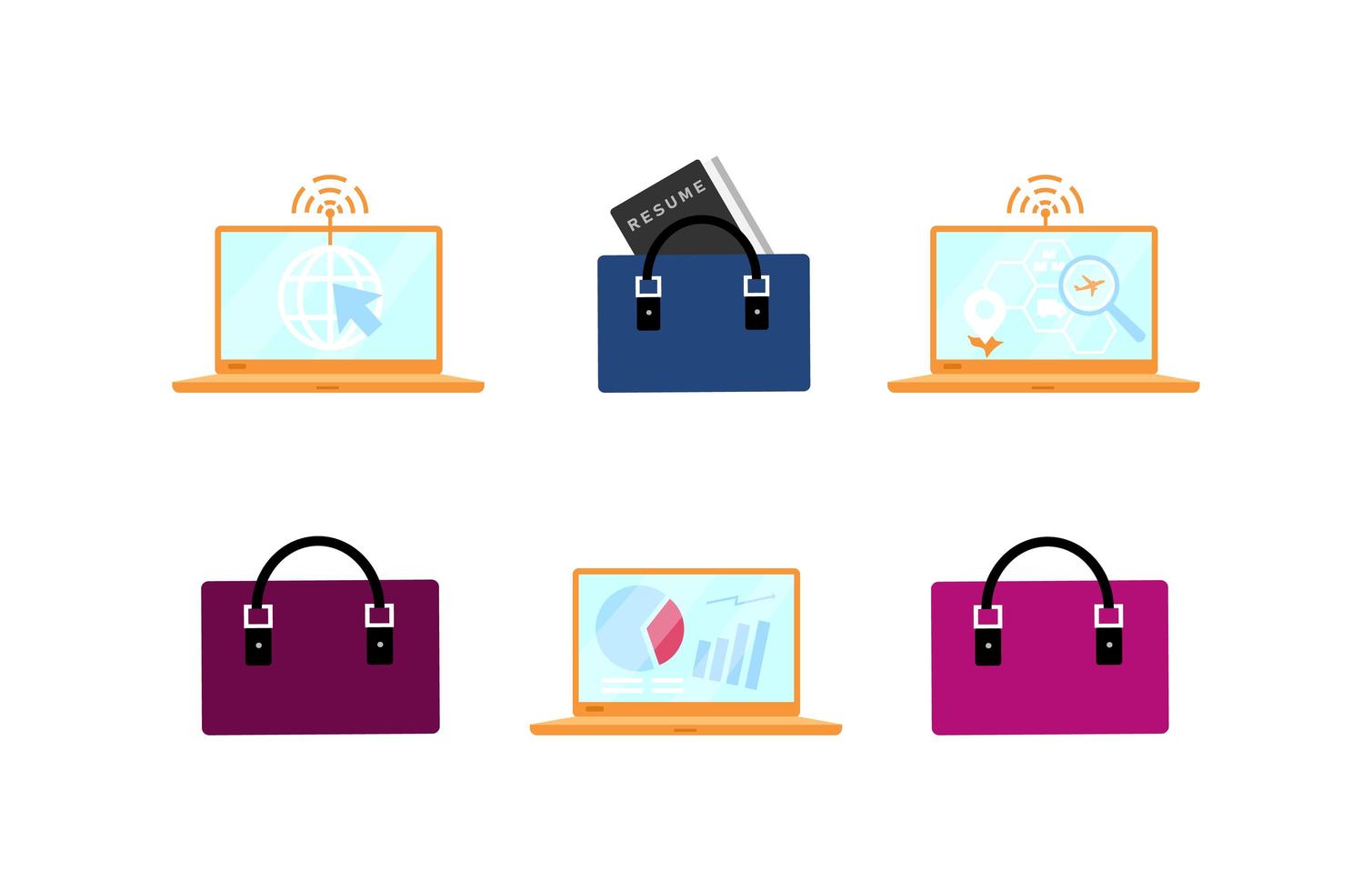 Business accessories and laptops set vector
