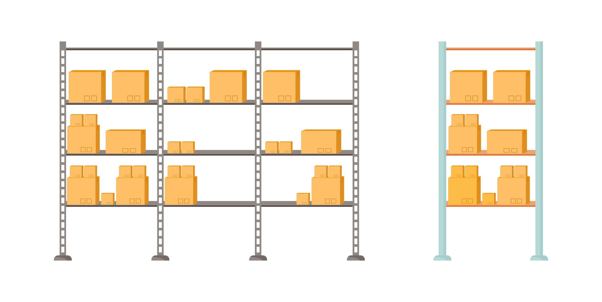 Storage shelves vector object set