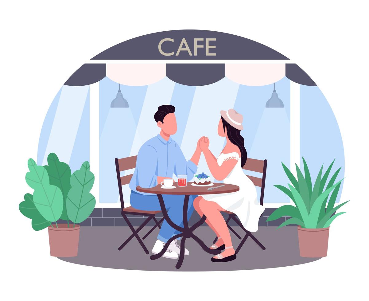 Romantic dinner 2D vector web banner, poster