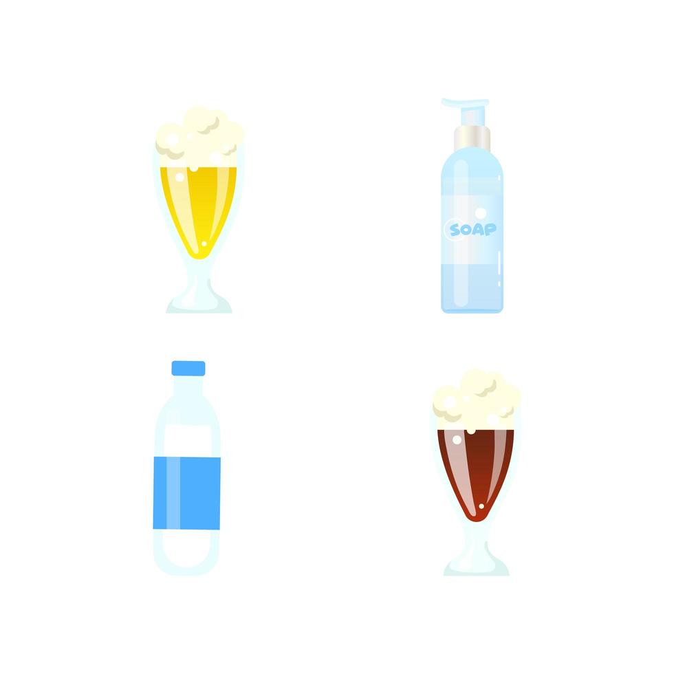 conjunto de objetos vectoriales planos de bebidas vector