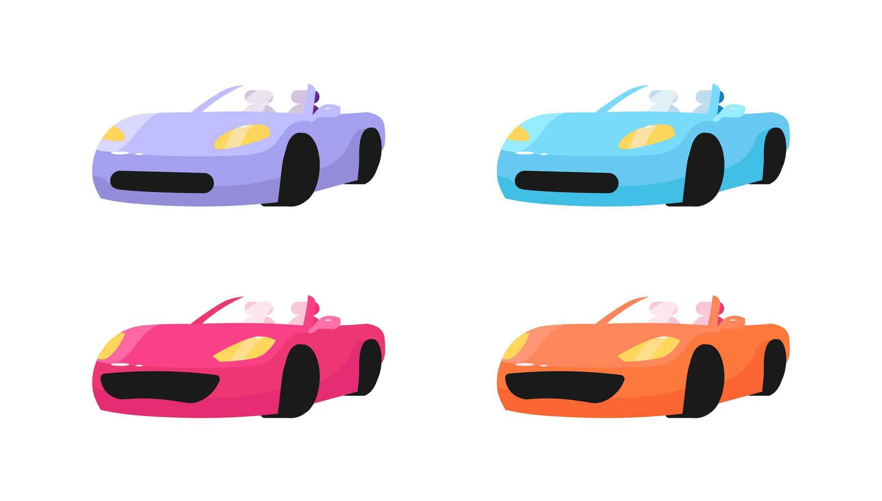 Luxury cars flat objects set vector