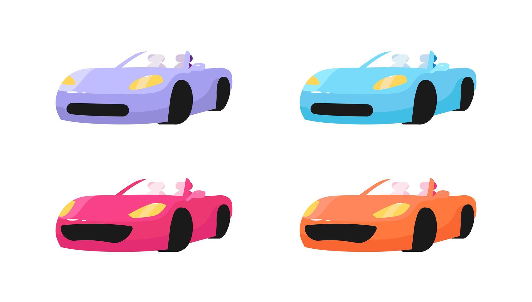 Conjunto de objetos planos de coches de lujo. vector