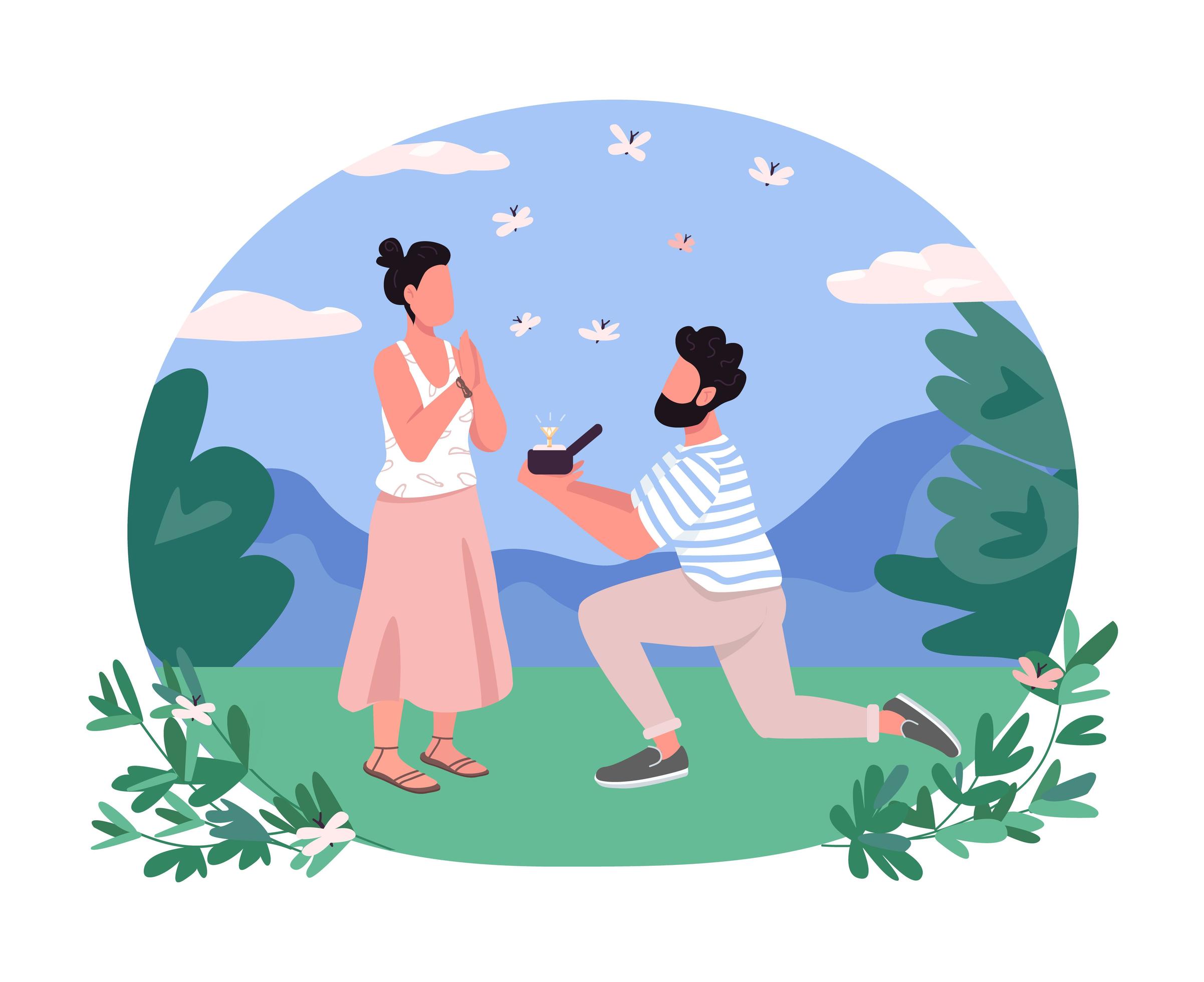 Marriage proposal 2D vector web banner, poster 1815070 Vector Art at