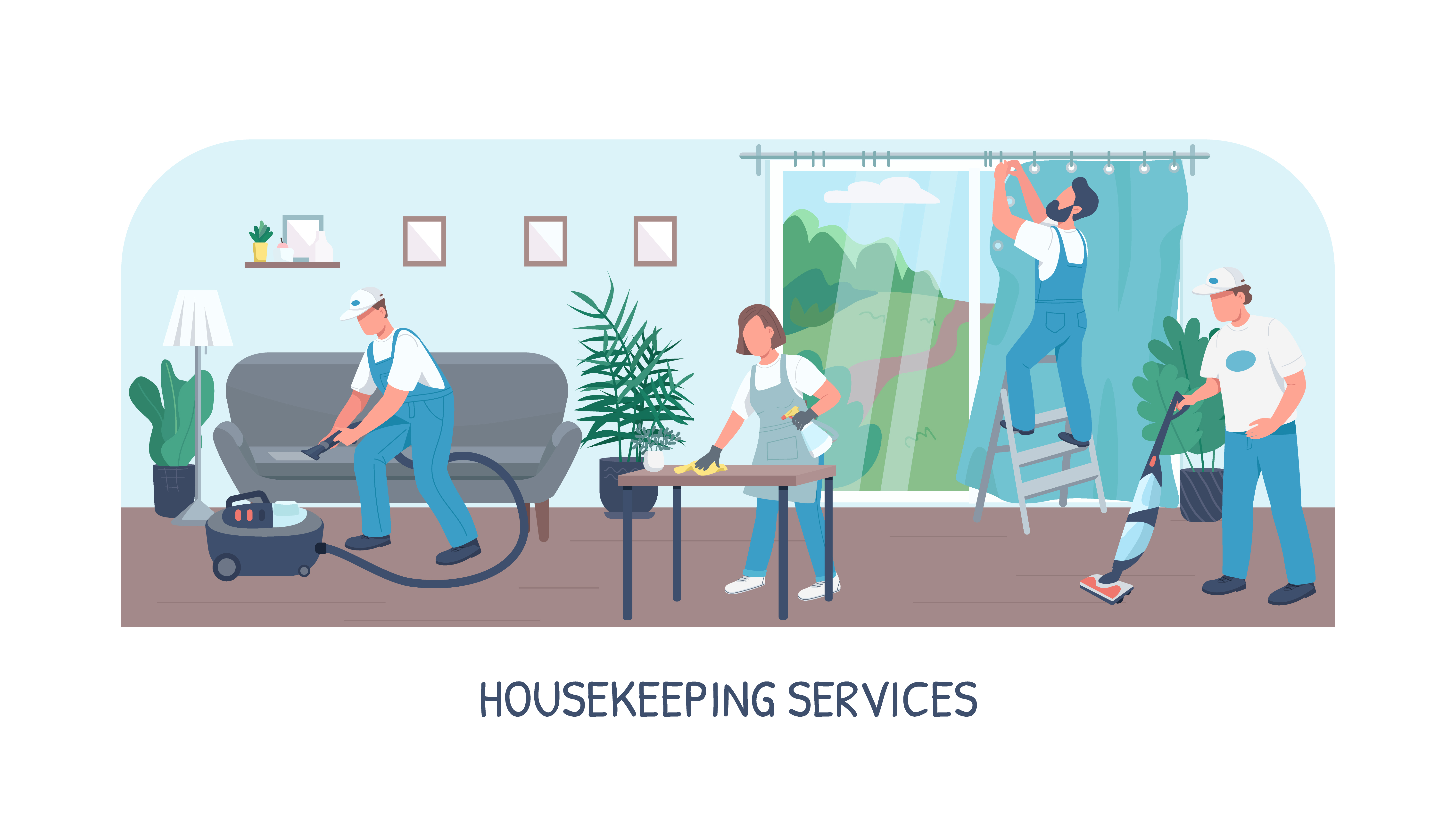 Housekeeping services banner flat vector template 1815086 Vector Art at