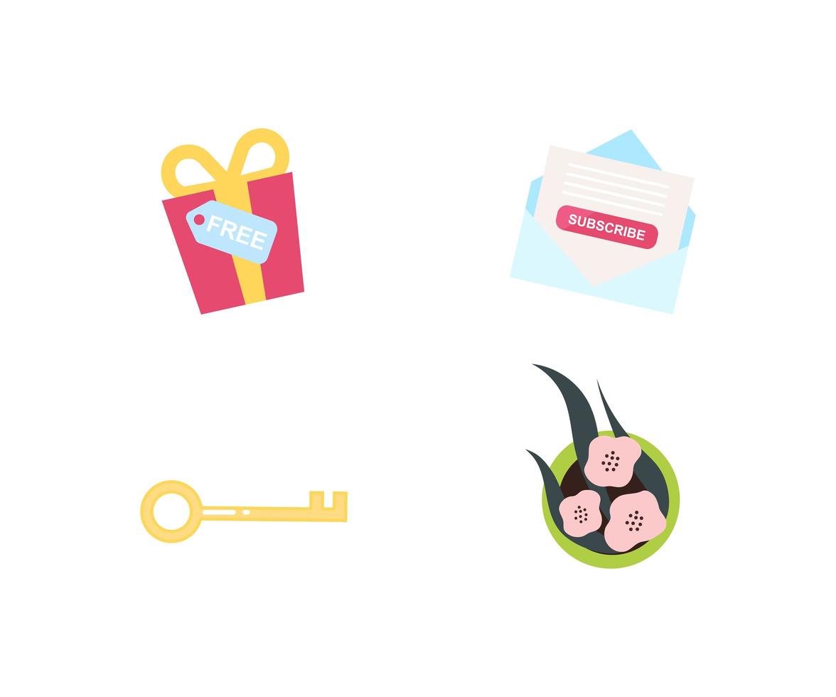 Promotion gifts flat objects set vector