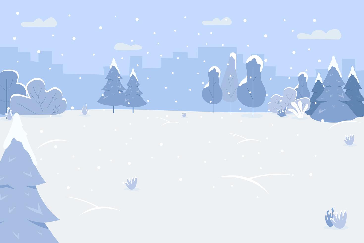 Snow park semi flat vector illustration